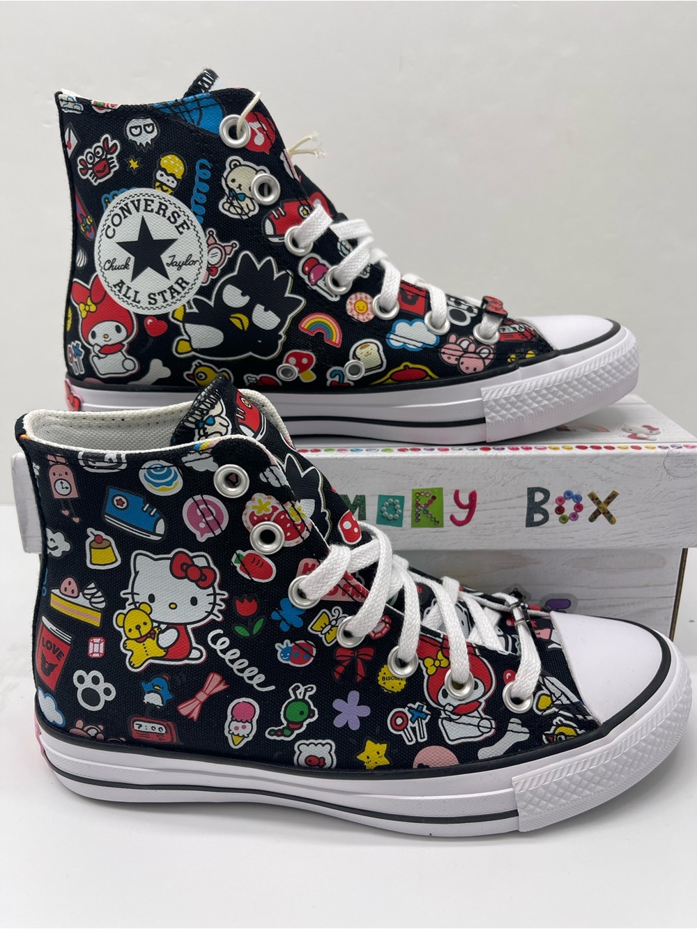 Converse x Hello Kitty & Black White Pink High Top Sneakers